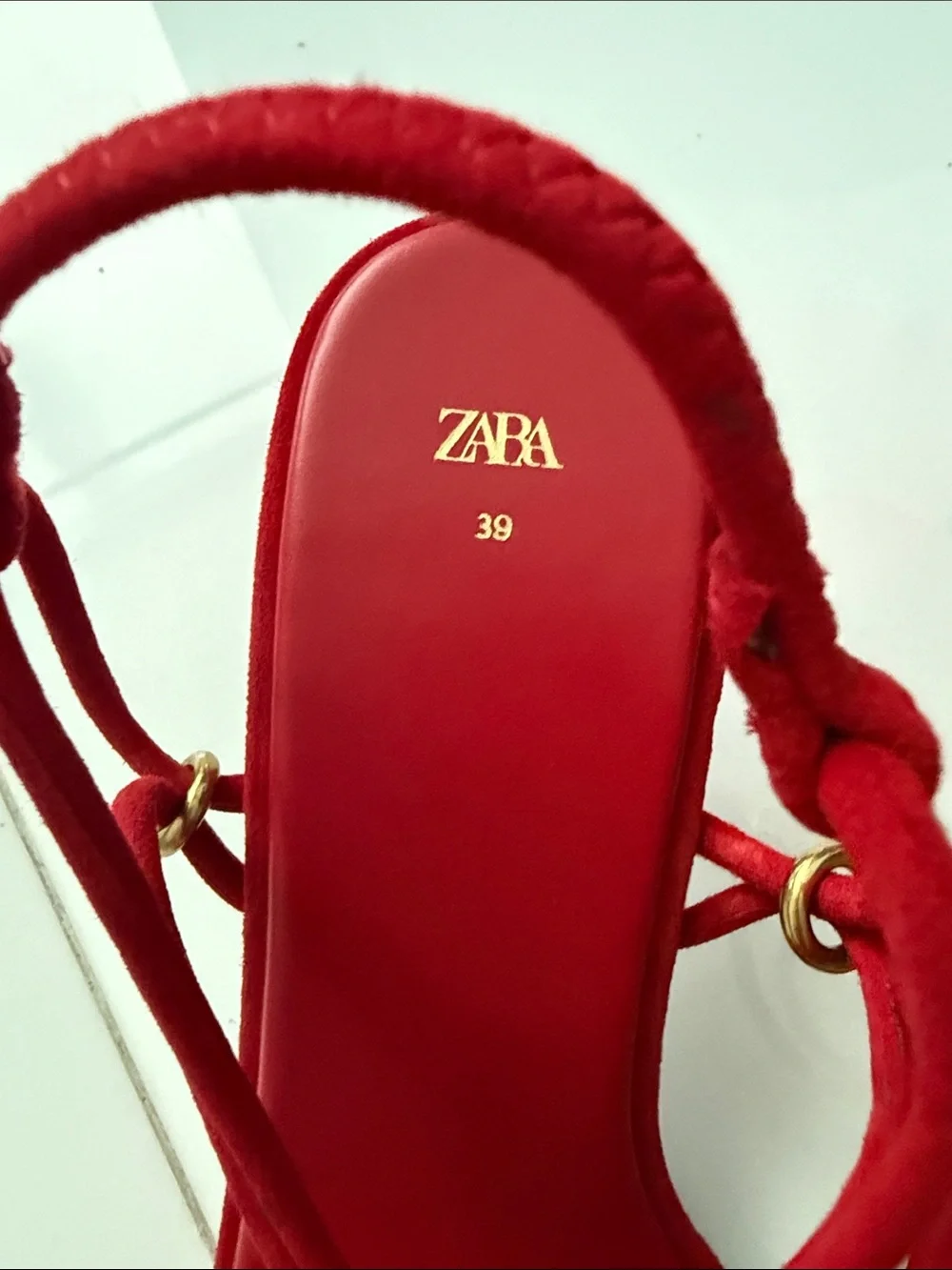 ZARA Red Strappy Square-Toe Wrap Sandals - Picture 2 of 8